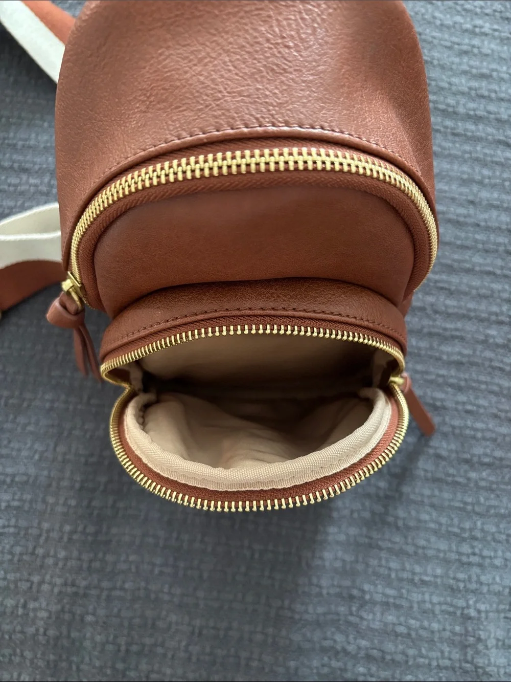 Sonoma Brown Leather Sling Belt Bag with Cream & Brown Strap